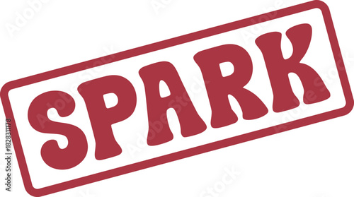 Vibrant red textured stamp with the word SPARK suggesting new ideas and creative inspiration
