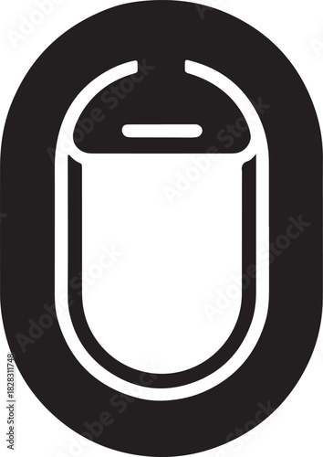 Stylish icon of porthole for airplane cabin design element on transparent backdrop