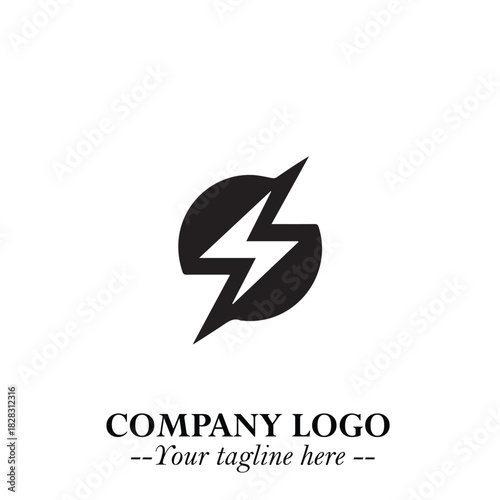 Sleek Electrical Logo Symbol on a Clean White Background for Modern Branding Design Elements Art