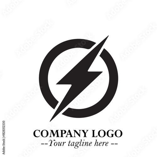 Sleek Electrical Logo Symbol on a Clean White Background for Modern Branding Design Elements Art