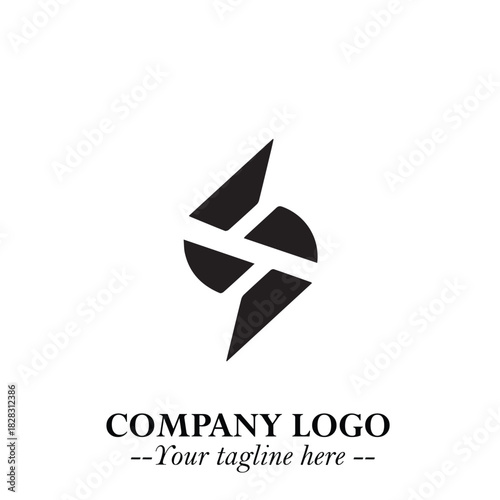 Sleek Electrical Logo Symbol on a Clean White Background for Modern Branding Design Elements Art