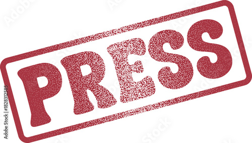 Prominent red press stamp conveying urgency for important announcements and media releases