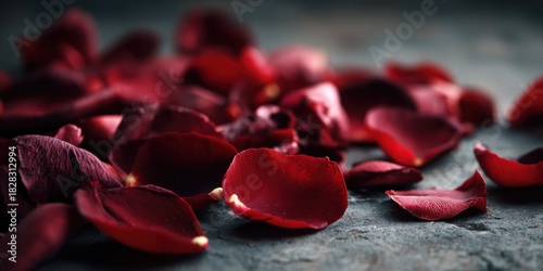 Romantic Rose Petals on a Textured Surface - A Valentines Day Scene.