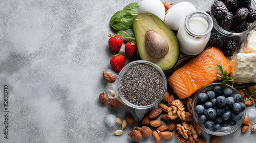 Healthy foods assortment for a balanced diet