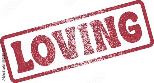 Loving sentiment red distressed rubber stamp impression for various declarations