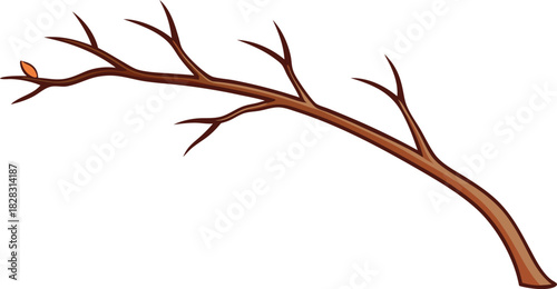 A single bare tree branch with a small bird perched on it