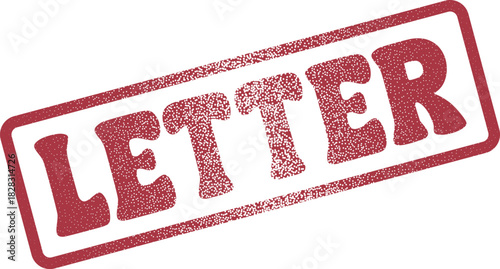 Distressed red rubber stamp displaying the word Letter in an aged rectangular frame