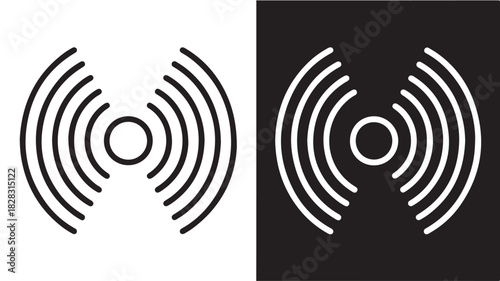 Radio wave signal icon simple flat vector illustration isolated on white and black background