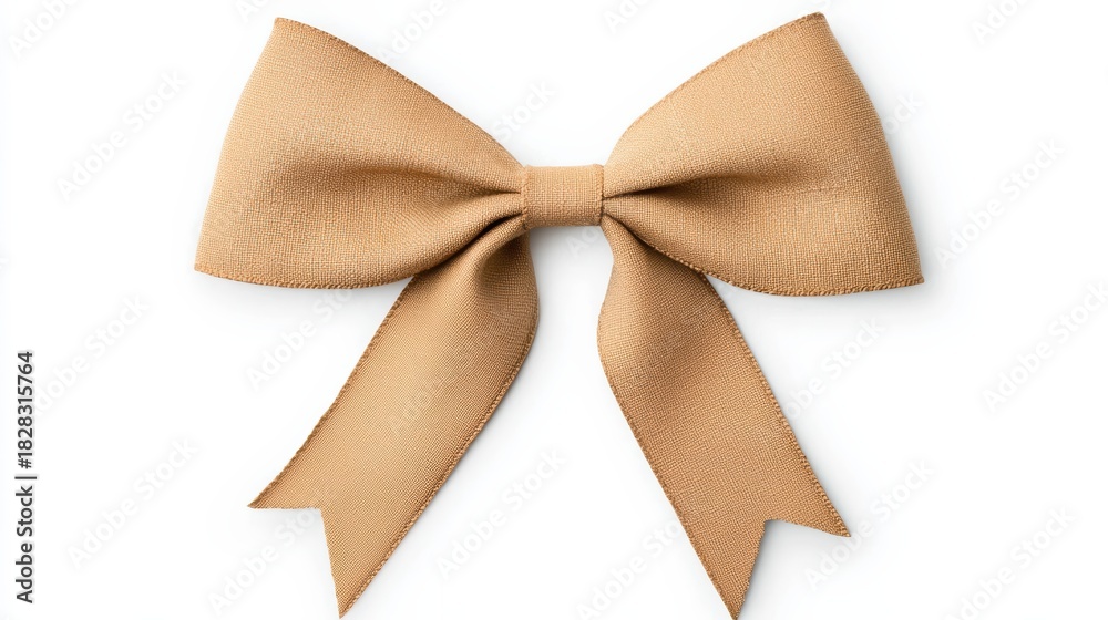 Fototapeta premium simple, elegant beige bow with two long tails, suitable for decoration or gift wrapping.
