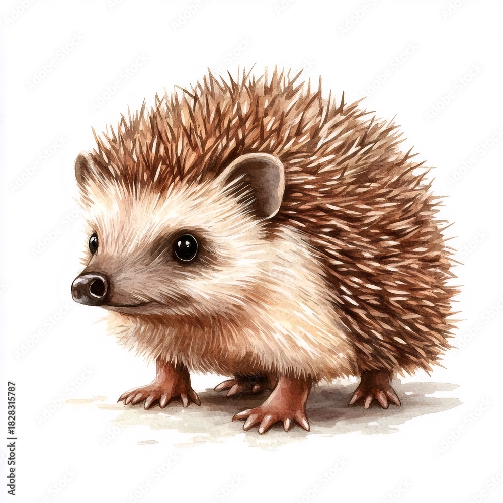 Fototapeta premium ハリネズミのクローズアップ水彩画