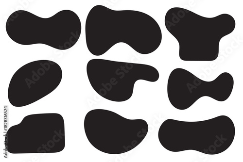 Blob shapes black collection vector design elements isolated. Random blob circles icon set. Isolated on a white background.