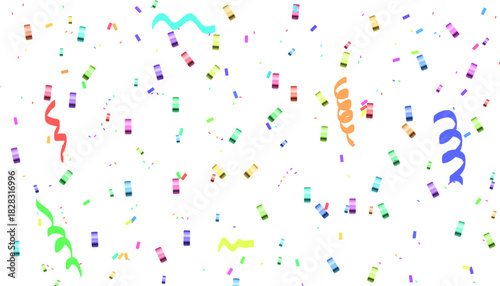 A festive and vibrant image featuring a scattering of colorful confetti and streamers on a transparent  background, perfect for conveying a celebratory mood.