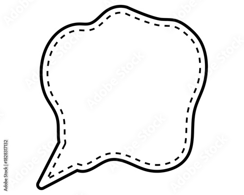 シンプルな点線付き吹き出し　柔らかい線の雲形