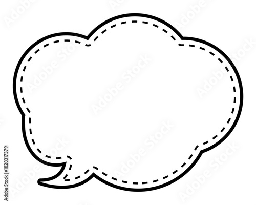 シンプルな点線付き吹き出し　雲形