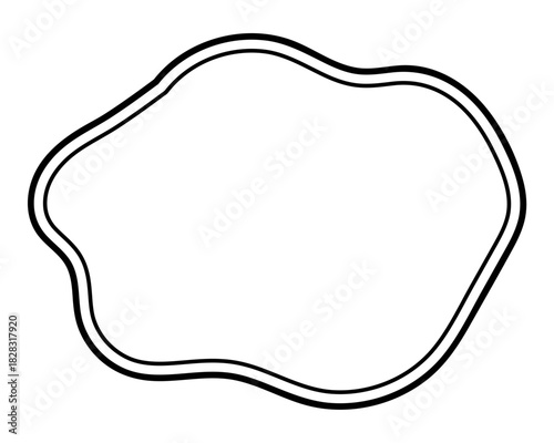 シンプルな二重線の吹き出し　柔らかい線の雲形