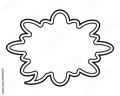 シンプルな二重線の吹き出し　雲形