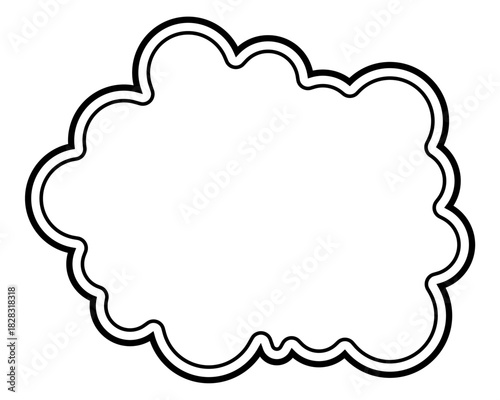 シンプルな二重線の吹き出し　雲形