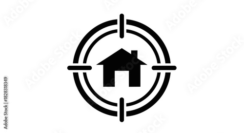 Targeted real estate investment strategy showcasing house in crosshairs symbol
