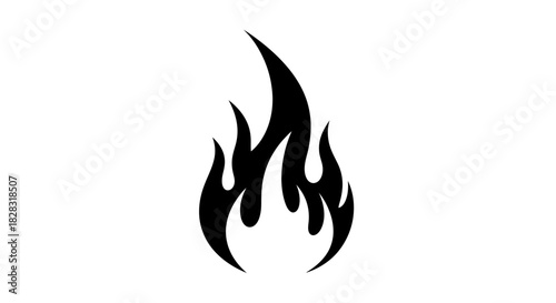 Stylized fire icon, a design element for warning signs and visual communication with hot themed