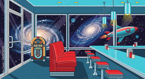 Retro Futuristic Diner with Galactic Views Offers a Unique Dining Experience for All