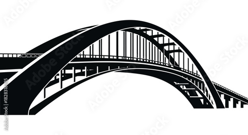 Monochrome bridge illustration conveying strength architecture and connectivity across a waterway