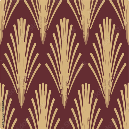 Art Deco Fan Pattern in Burgundy and Gold label design packaging design
