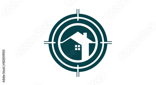 Modern and minimalist house hunting logo representing real estate property targets