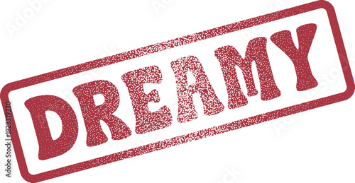 Soft Dreamy Aesthetic Word Stamp in Red Distressed Texture for Gentle Concepts