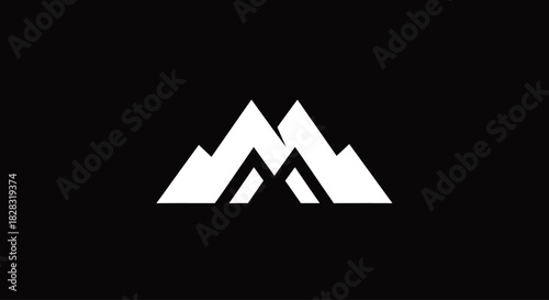 Minimalist mountain peak logo design with a modern mountain illustration style and isolated on