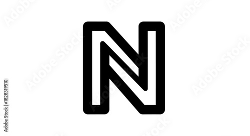 Minimalist letter N design with bold outline suitable for modern logo design usage