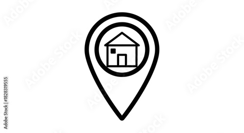 Minimalist House Location Icon for Real Estate and Navigation Purposes Design