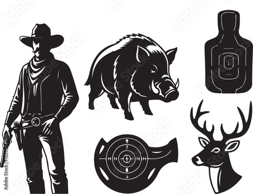 PrintShooting targets including a cowboy wild boar deer and bottle