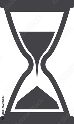 Hourglass icon illustrating time passing, deadline approaching, or waiting period; sand flowing, representing urgency, countdown, and temporal concepts