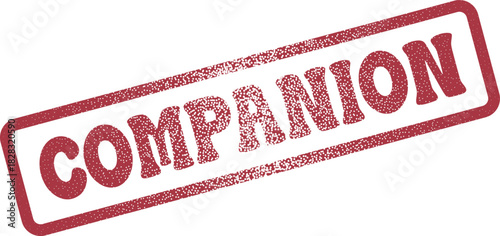 Companion word distressed rubber stamp for illustrating friendship and cherished partnership