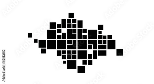 Dynamic Composition of Interlocking Black Squares on White Background Creates Visual Appeal