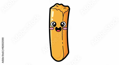 Cute and cheerful churro character with big eyes and a happy expression perfect for food related