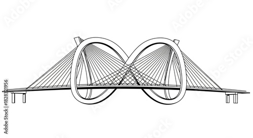 Architectural drawing showcasing the modern design of the iconic Infinity Bridge