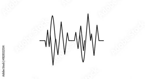 Abstract minimalist design featuring a black heartbeat line against a white background showing
