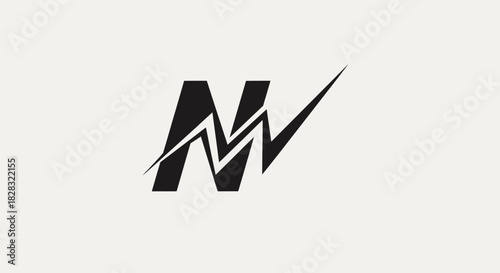Abstract logo design featuring the letter N with a lightning bolt effect for brand identity creation