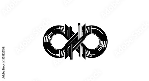 Abstract infinity symbol illustration with geometric and futuristic design elements concept art