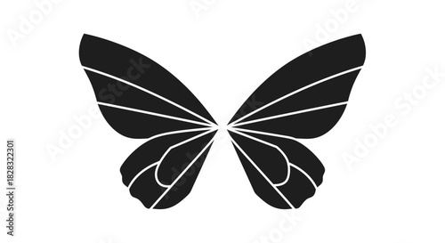 Abstract butterfly wings isolated, simplistic vector silhouette for design projects and illustration