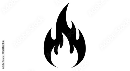 A Simple Black and White Flame Illustration of Passion and Energy Depiction