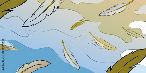 Abstract background and wallpaper Pattern floating feathers intr.