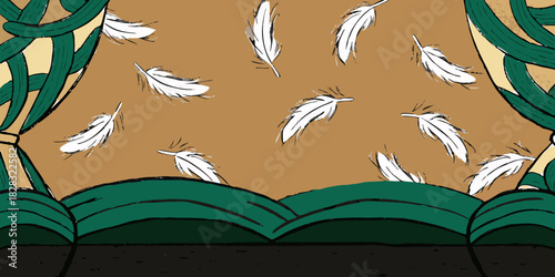 Abstract background and wallpaper Pattern floating feathers intr.