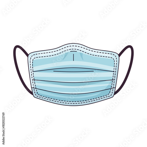 Cute Cartoon Light Blue Face Mask - Protection & Health Icon