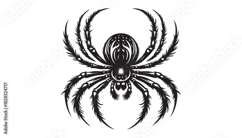 black color spider animal silhouette vector illustration, solid white background