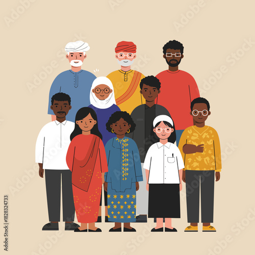 Diverse group of people representing multiculturalism and global community.