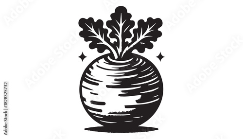 black color radish silhouette vector illustration, solid white background