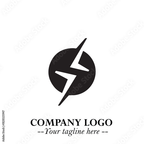 Sleek Electrical Logo Symbol on a Clean White Background for Modern Branding Design Elements Art