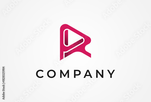 Play Media Logo, 3D letter R with Play button combination, Usable for Brand and company Logos, vector illustration